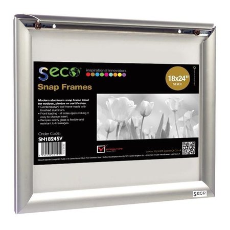 SECO Seco 18 x 24 in. Front Load Easy Open Snap Poster-Picture Silver Anodized Aluminum Frame Sn1824-Sv